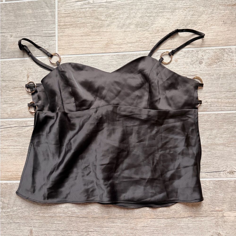 Urban Outfitters Black Satin Tank Top